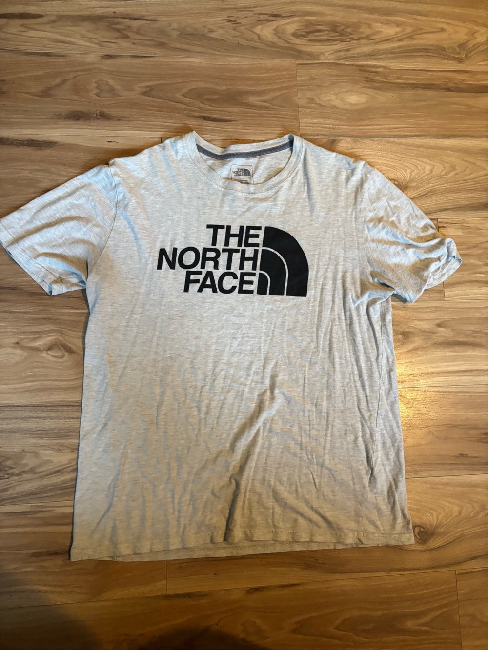 The North Face Light Gray Short Sleeve Logo Tee with Black Print